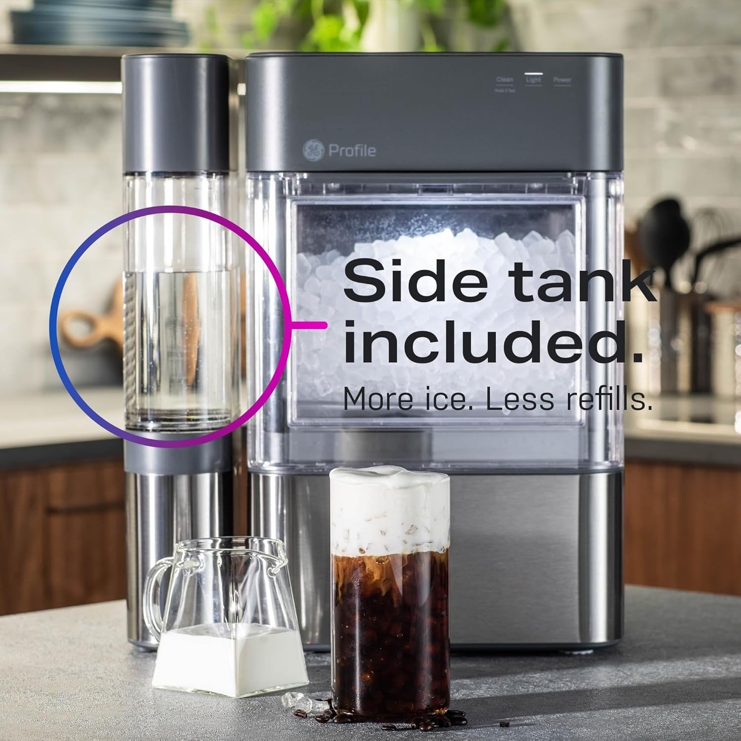 Chewable Crunchable Countertop Nugget Ice Maker, Scoop included, 38 lbs in 24 hours, Pellet Ice Machine with WiFi & Smart Connected, Stainless Steel