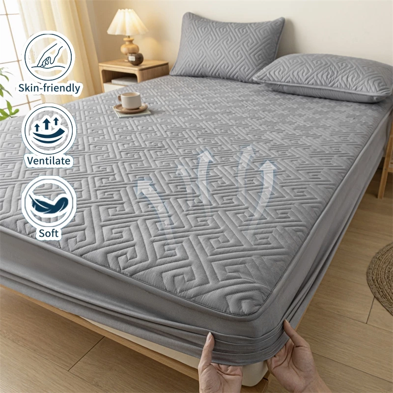 Mattress Protector Elastic Fitted Bedsheet Waterproof Cadar Singe Queen King Tilam Bedspread Mattress Cover Dust Cover