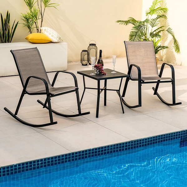 2/ 4 PCS Patio Rocking Chair HeavyDuty Metal Rocker AntiSlip Brown