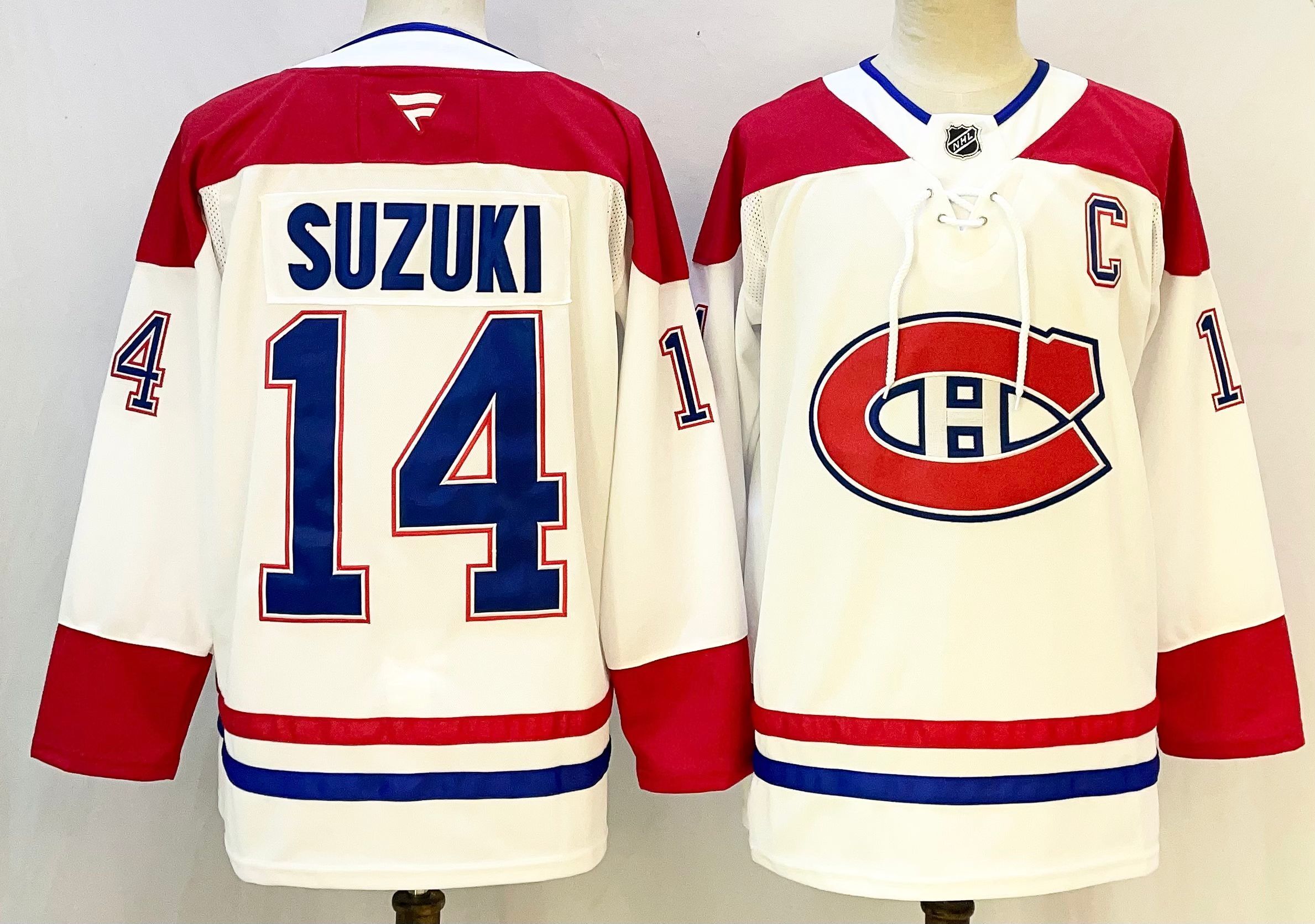 Men's Montreal Canadiens Nick Suzuki #14 Fanatics White Breakaway Player Jersey
