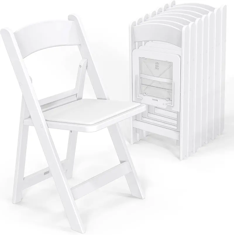 VINGLI Resin Folding Patio Chair with Padded Cushion – Durable Stackable Outdoor Seat