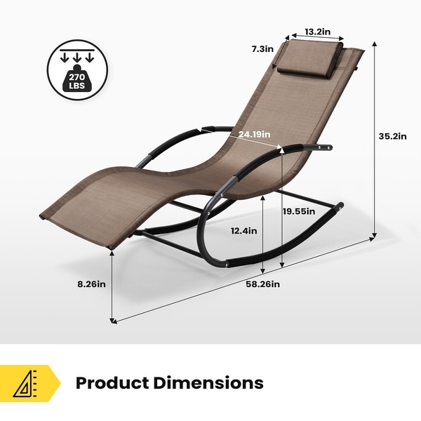 Pellebant Chaise Patio Rocking Chair with Pillow