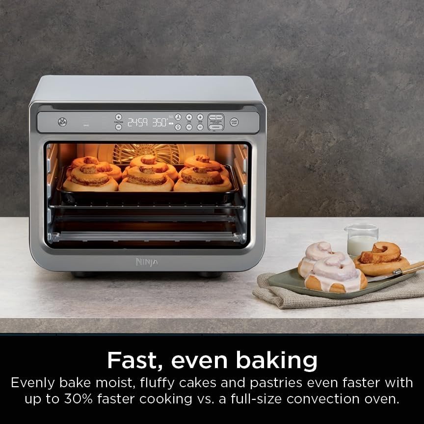 10-in-1 Air Fry Digital Countertop Convection Toaster Oven with Air Fry, Air Roast, Broil & Bake, Pro Cook Thermometer, 1800 Watts, Stainless Steel
