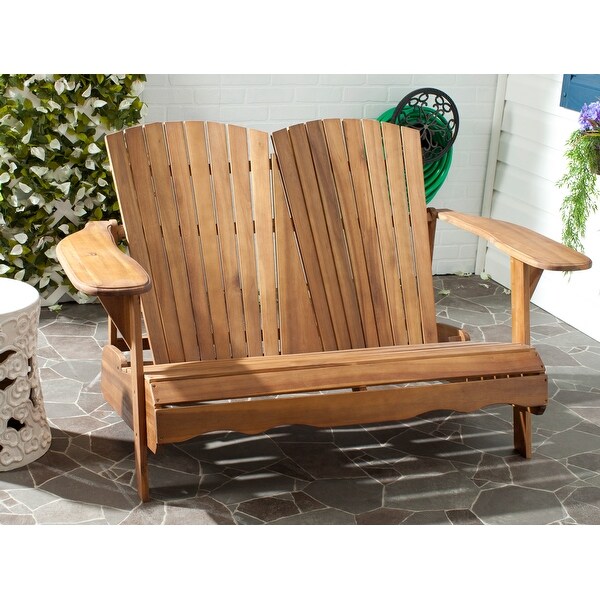 SAFAVIEH Outdoor Living Hantom Adirondack Natural Acacia Wood Bench