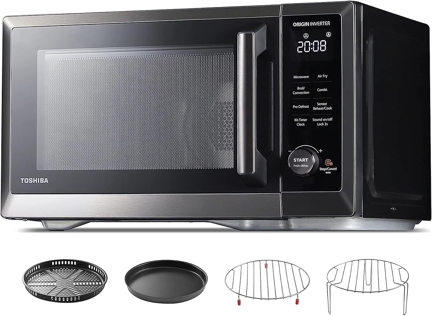 Countertop Microwave Oven Air Fryer Combo, Inverter, Convection, Broil, Speedy Combi, Even Defrost, Humidity Sensor, Mute Function, 27 Auto Menu&47 Recipes, 1.0 cu.ft/30QT, 1000W