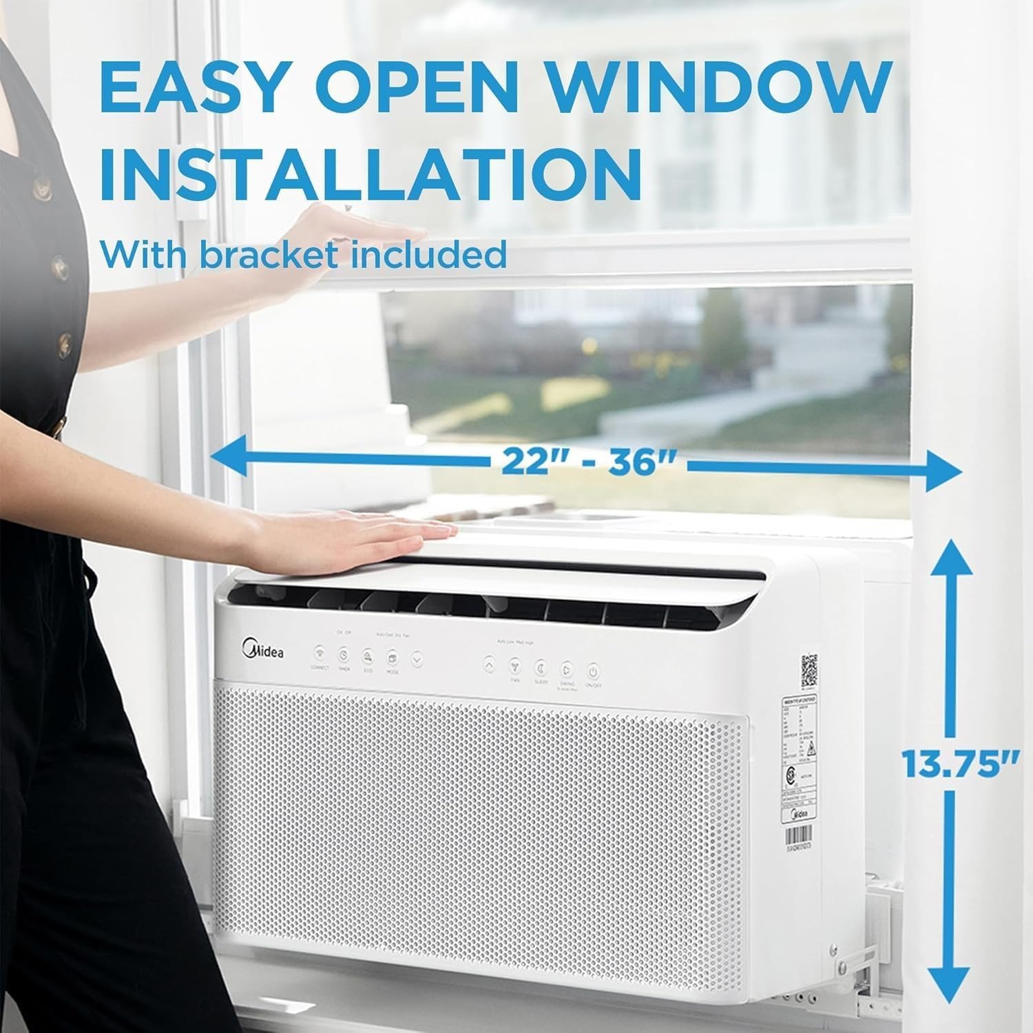 12,000 BTU U-Shaped Smart Inverter Window Air Conditioner–Cools up to 550 Sq. Ft., Ultra Quiet with Open Window Flexibility, Compatible with Alexa/Google Assistant, 35% Energy Savings (Renewed)