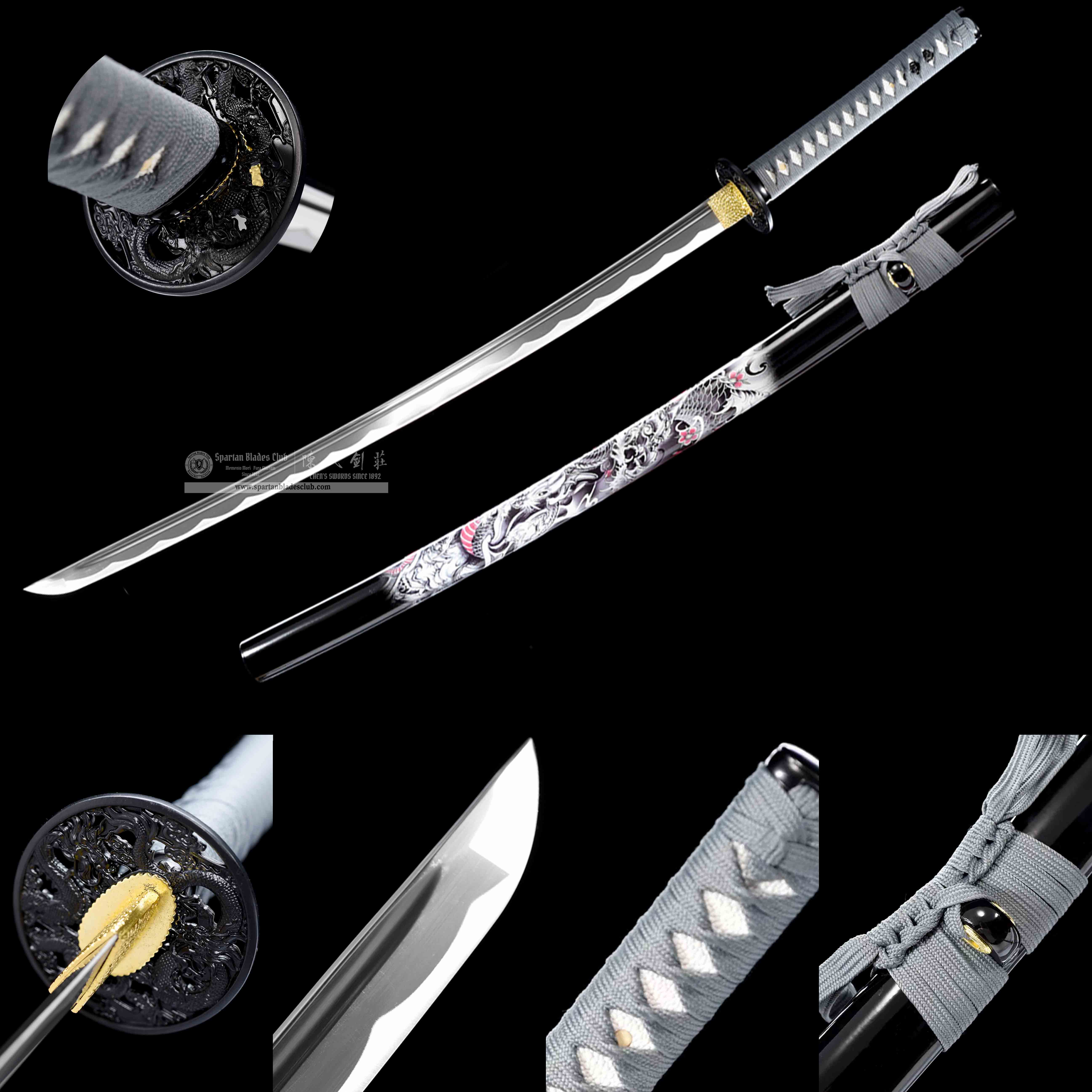 HW36 | Moloong | Not Sharpened | Practice Sword | Katana | Carbon Steel | Black | Loong (Chinese Dragon) | Full-tang | Spartan Blades Club | CHEN'S SWORDS 1892 - Spartan Blades Club - 陳氏劍莊1892