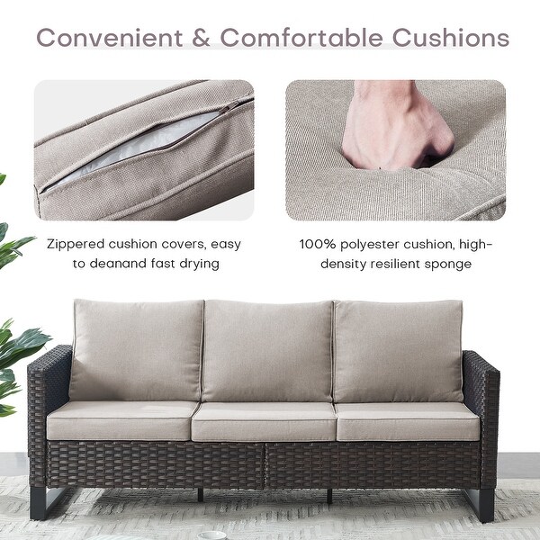 PE Wicker Sofa Rocking Chair Ottoman Set of 9
