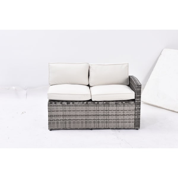 Patio Furniture Set,7 Pieces Sectional Conversation Sofa with Ottomans,All Weather,With Backrest and Removable Cushions