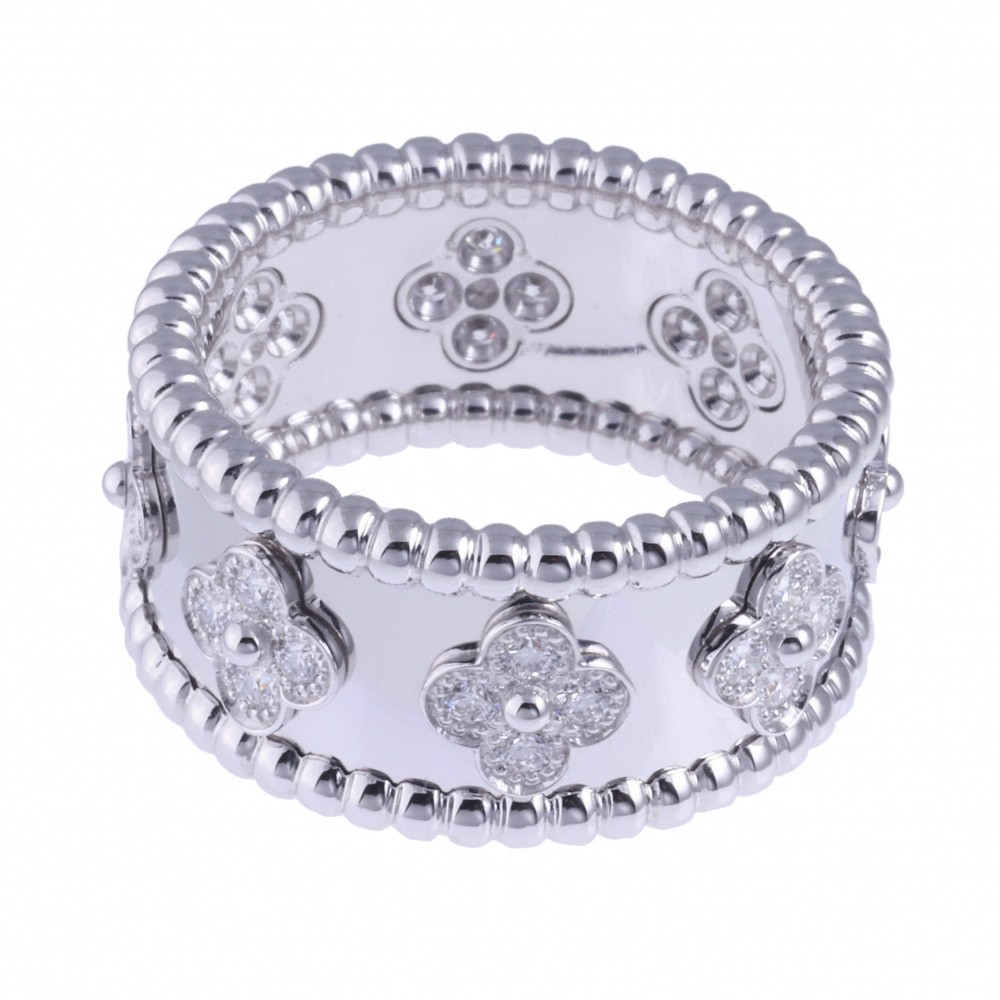 Van Cleef & Arpels Perlée Clovers Ring 18K White Gold Diamond VCARO9LP00