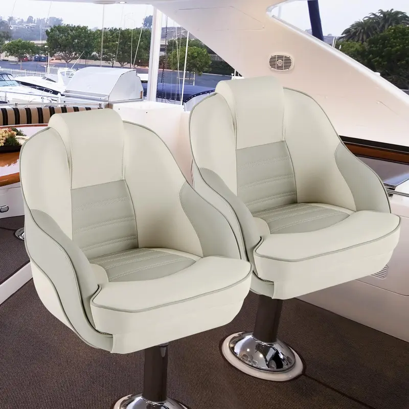 Waterproof Pontoon Captain Seat – Bucket Style with Thick Sponge Padding & PVC Leather Cover