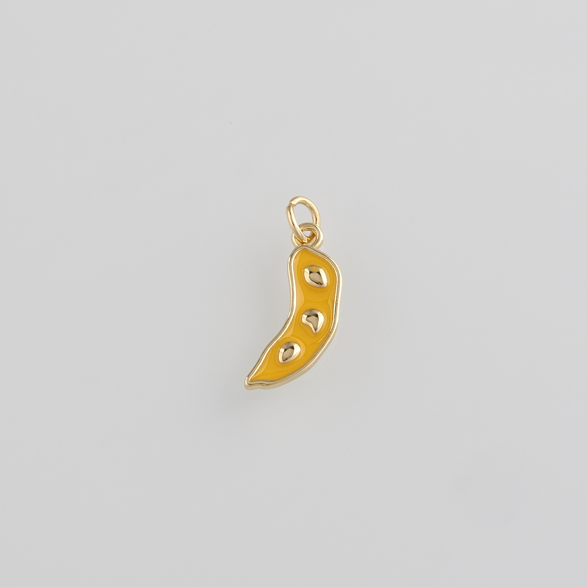 18K Gold Filled Pea Pods Pendant,Enamel Pea Charm Earrings Necklace for DIY Jewelry Making Supply