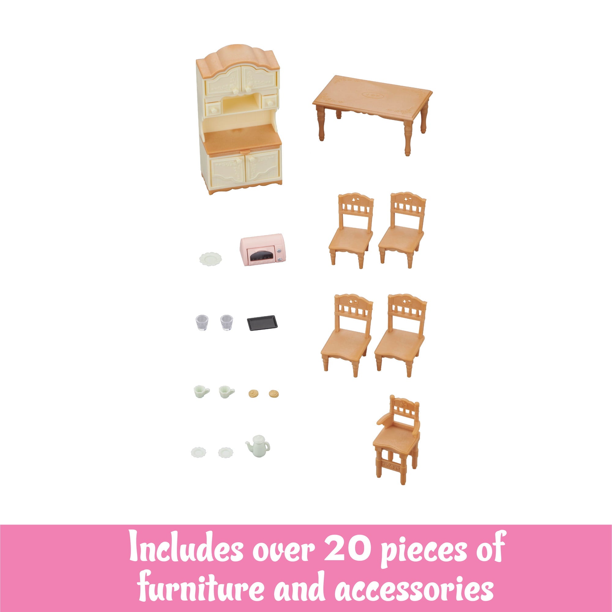 Calico Critters Dining Room Set, Dollhouse Furniture and Accessories