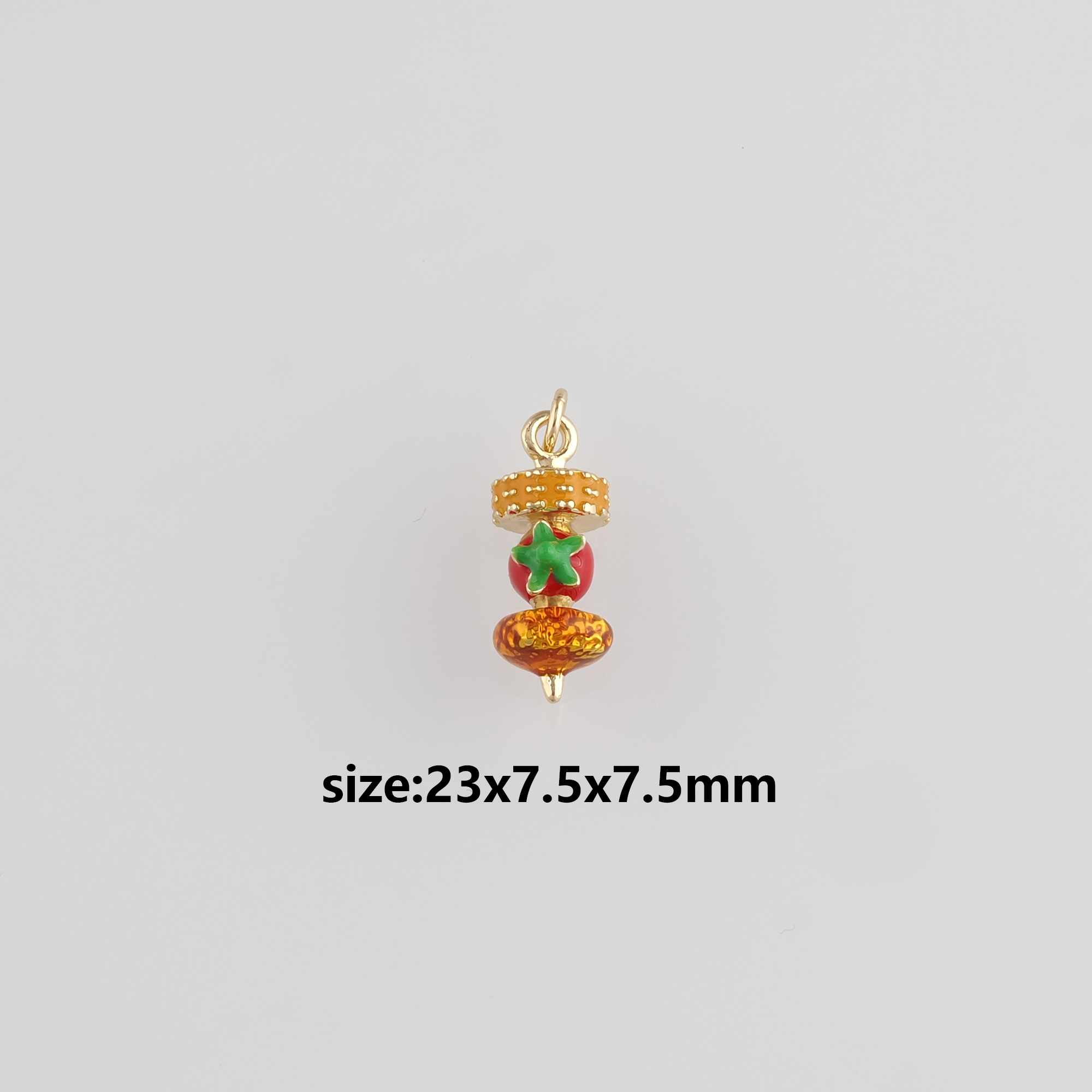 18K Gold Filled Kebabs Pendant,Enamel Barbecue Charm Earrings Necklace for DIY Jewelry Making Supply