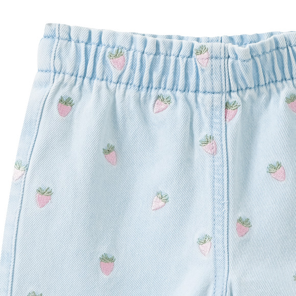 Topomini Baby Jeans-Shorts mit Erdbeer-Stickerei