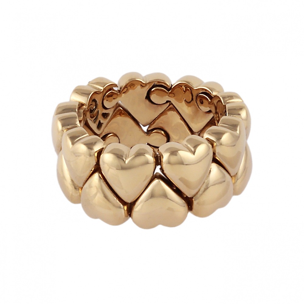 Cartier Double Heart Ring 18K Yellow Gold Diamond
