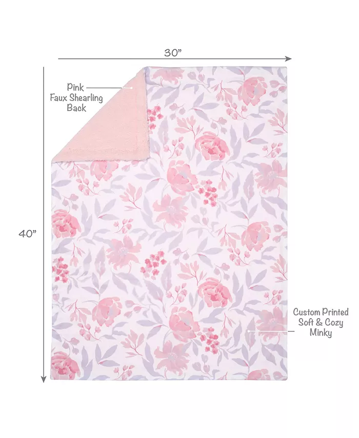 Bedtime Originals Lavender Floral Pink Purple Soft Fleece Baby Blanket