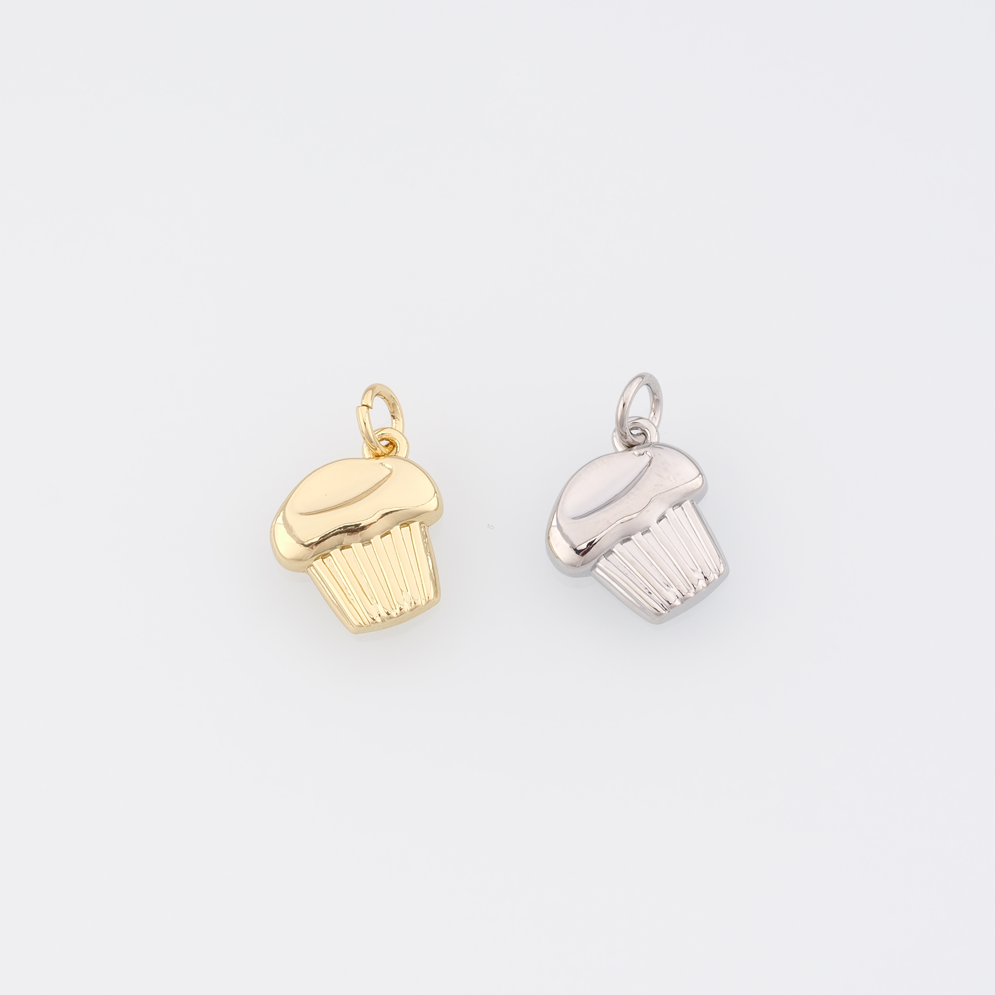 18K Gold Filled Cake Pendant,Cupcake Charm Earrings Necklace for DIY Jewelry Making Supply