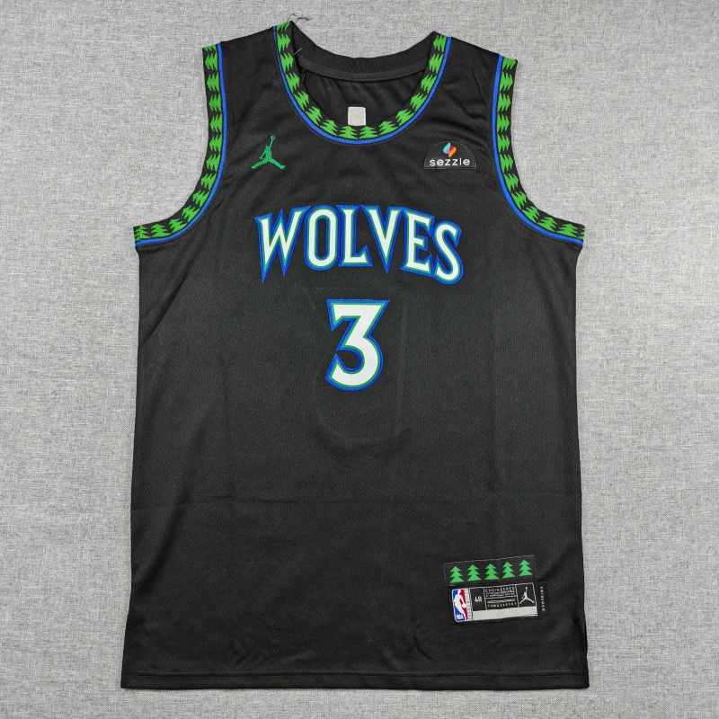 Men's Minnesota Timberwolves Jaden McDaniels #3 Black Swingman Jersey - Statement Edition