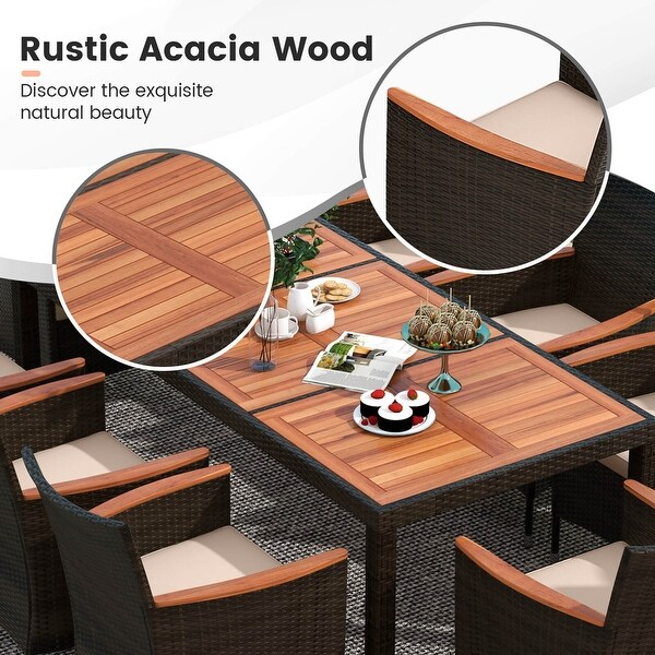 Costway 11 PCS Patio Dining Set with 15ft DoubleSided Patio Umbrella