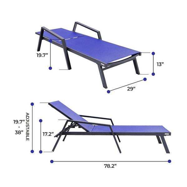 Aluminum Beach Pool Sun Lounge Chair Sling Mesh Fabric With Arms,Stackable Chaise Lounger (Set of 2)