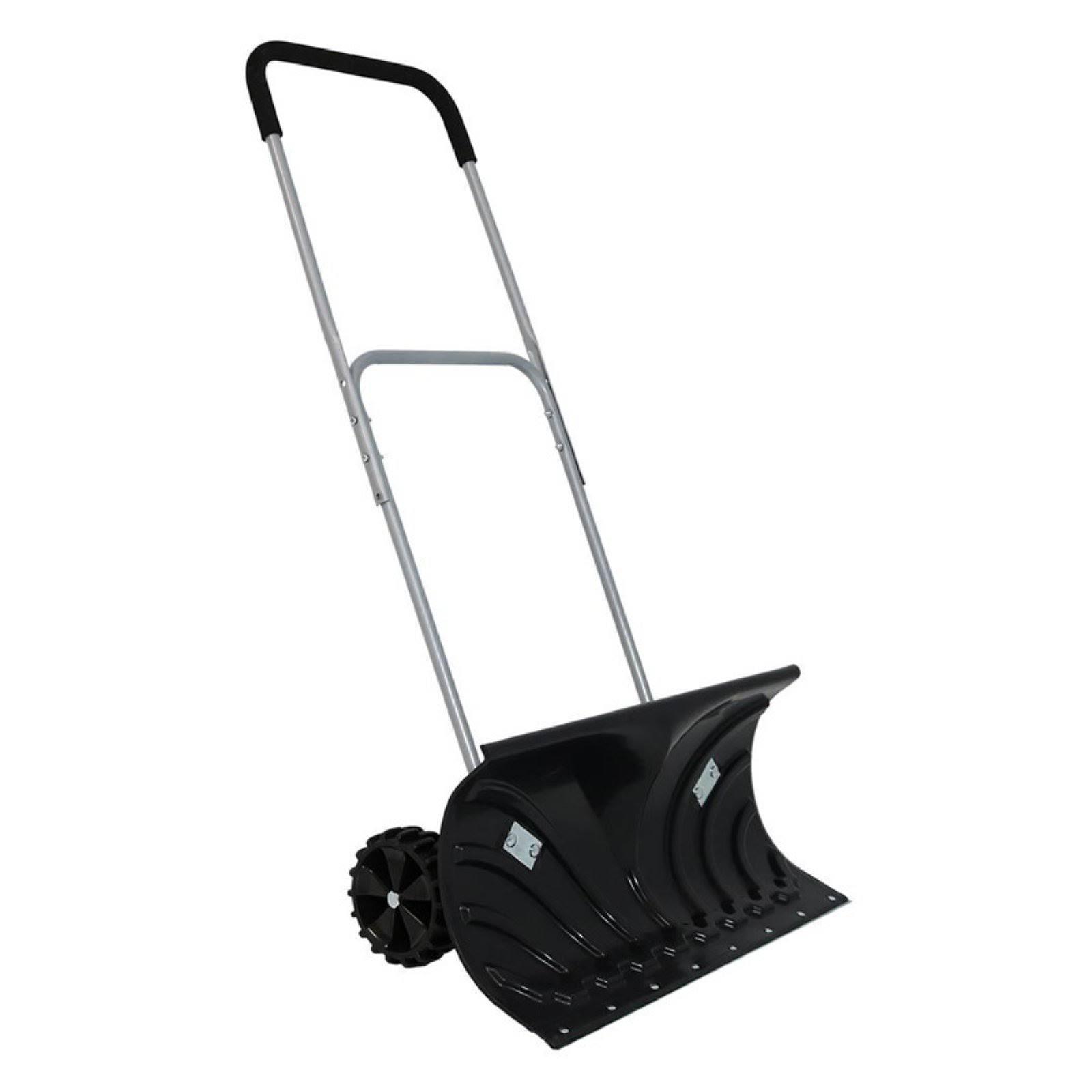 CASL Brands Heavy-Duty Rolling 26-inch Snow Pusher with 6-Inch Wheels and Adjustable Handle