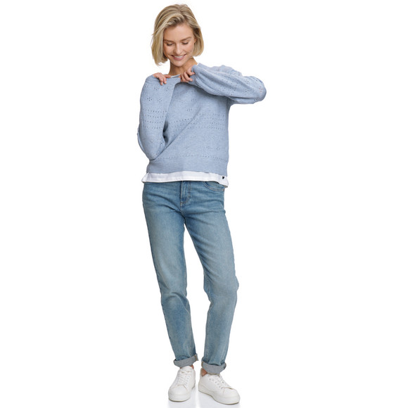 Gina Damen Strickpullover mit Lochmuster
