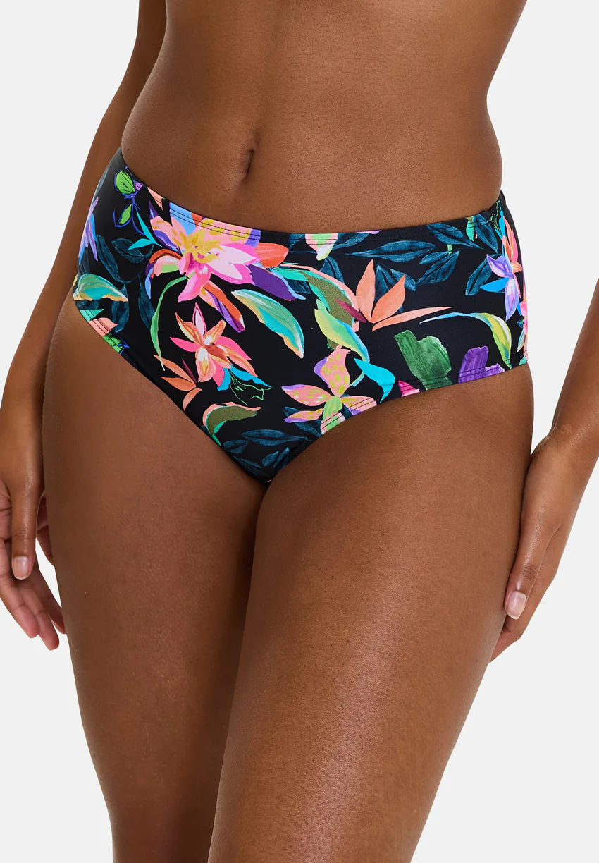 Culotte de bain taille haute Barbade Paradis Tropical Noir