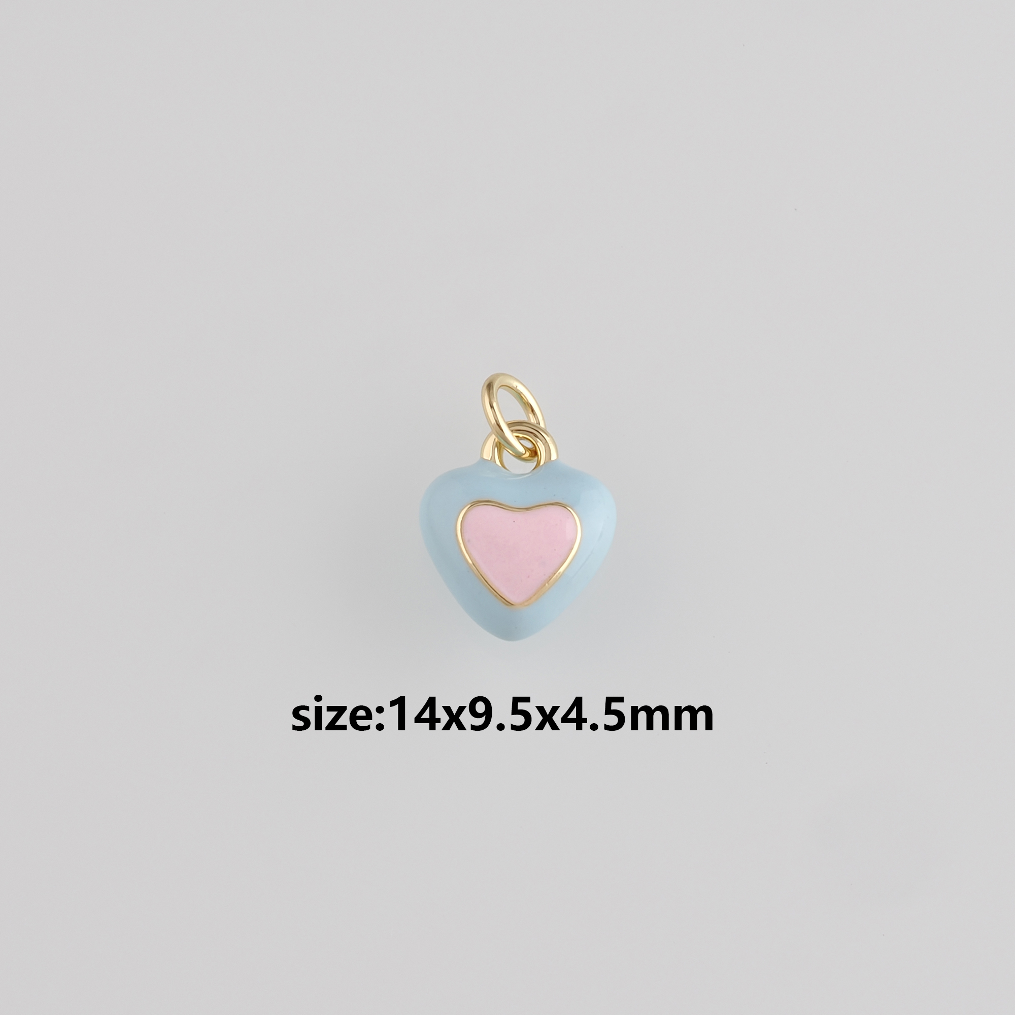 18K Gold Filled Heart Pendant,Enamel Heart Charm Earrings Necklace for DIY Jewelry Making Supply