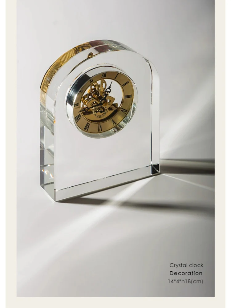 DC122 - MIKIM*TO exclusive! Heavy crystal vintage sitting clock brass home clock desk foyer ornament