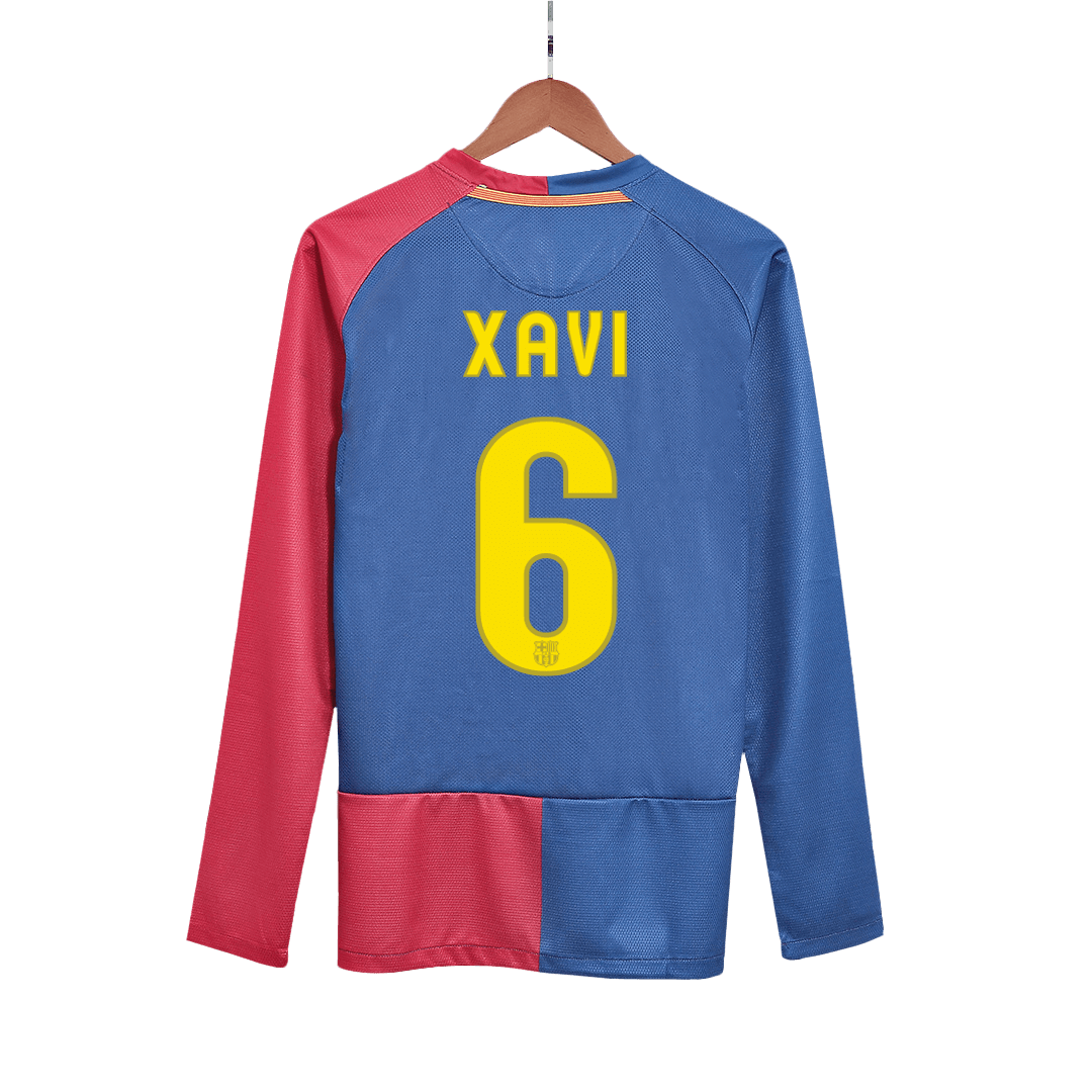Retro Soccer Jersey XAVI #6 Barcelona Home Long Sleeve 2008/09 - UCL Final - UCL