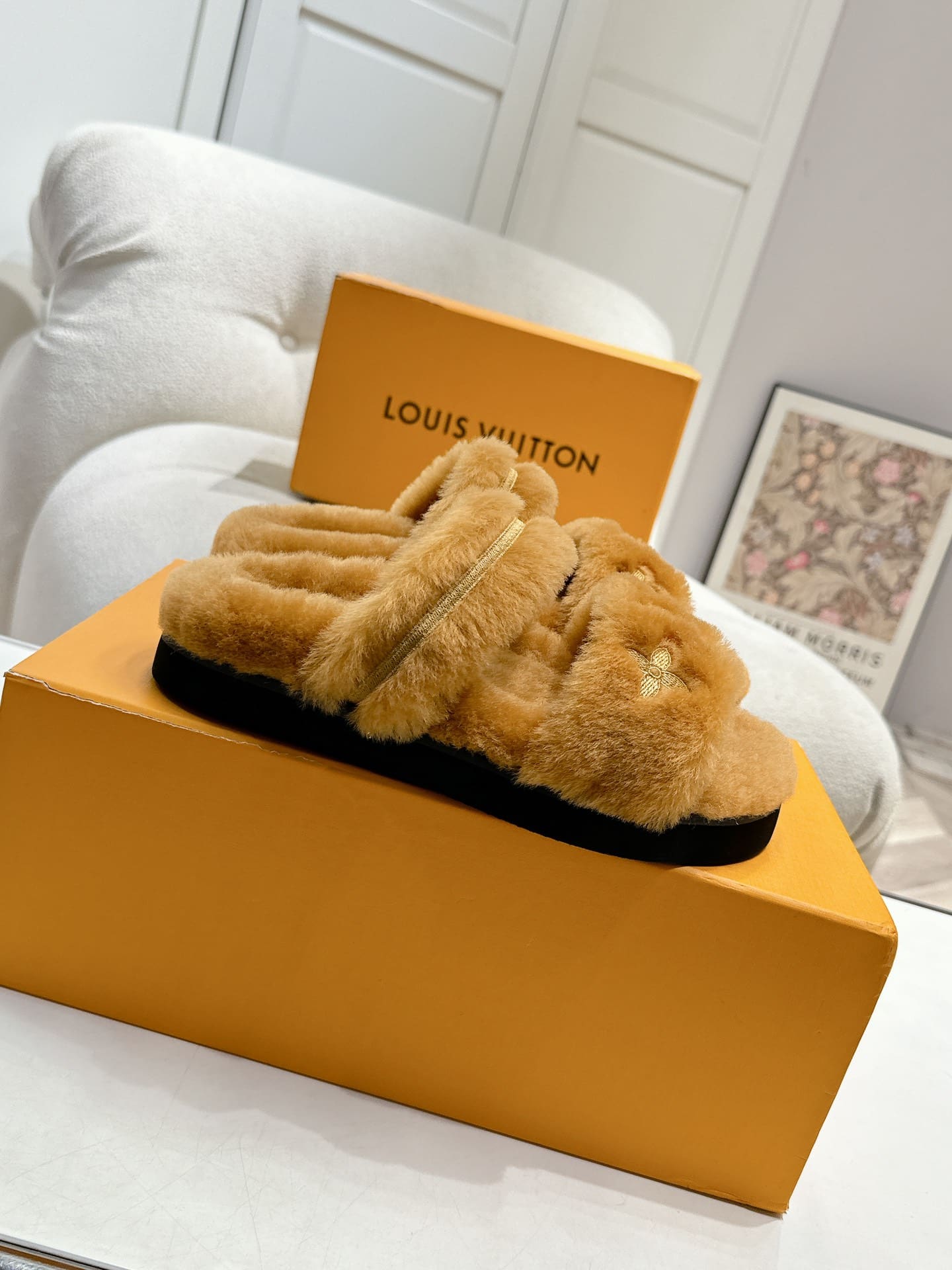 Louis Vuitton Lv Sunset Flat Comfort Mule Shearling Brown