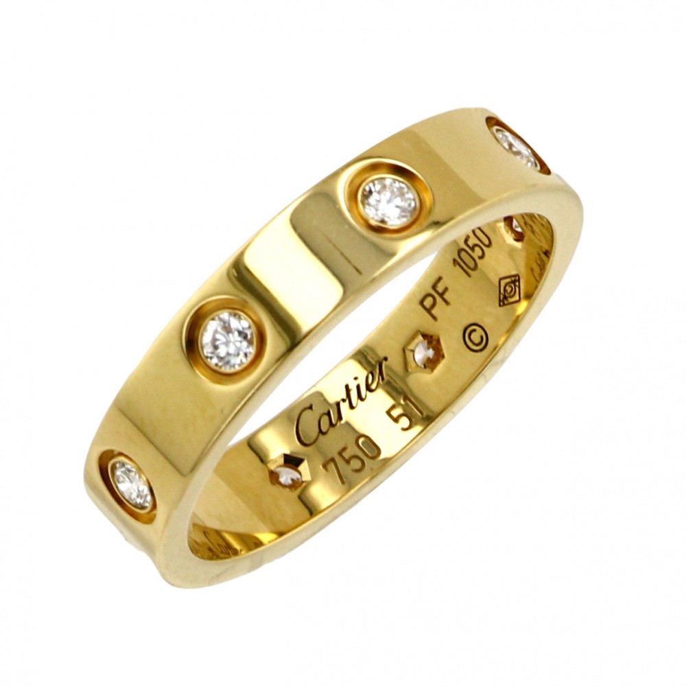 Cartier Love 8P Diamond Ring 18K Yellow Gold