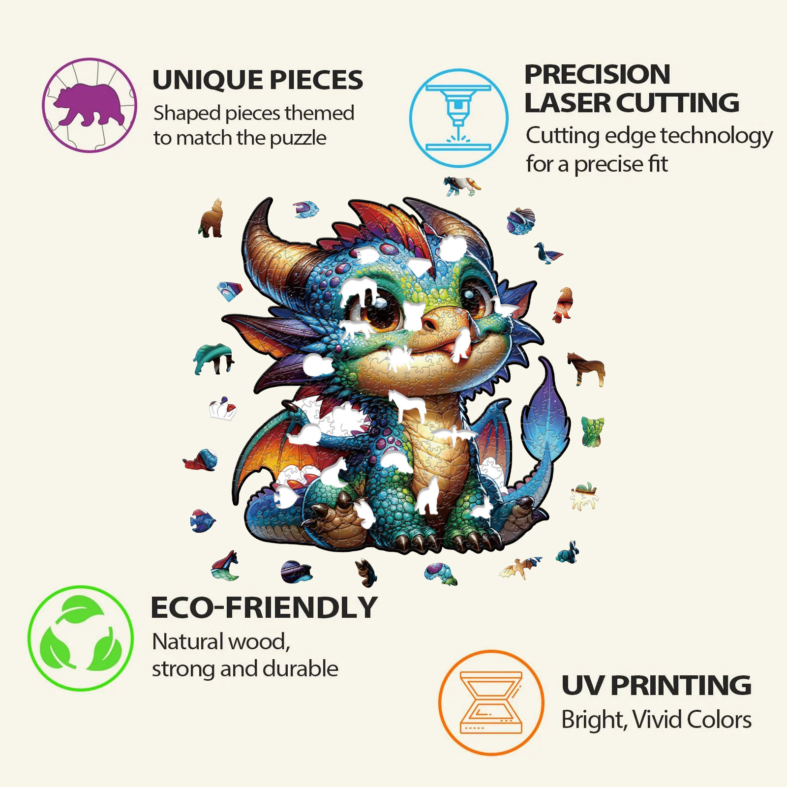 Animal Wooden Puzzle-Lovely dragon