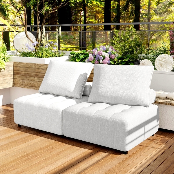 Outdoor Modular Sectional Sofa Set with Removable Cushions,2 Piece Conversation Sofa,Patio Furniture,for Yard Pool Garden
