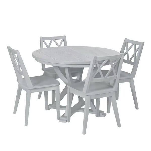 5Piece Extendable Round Dining Table Set with 15.7