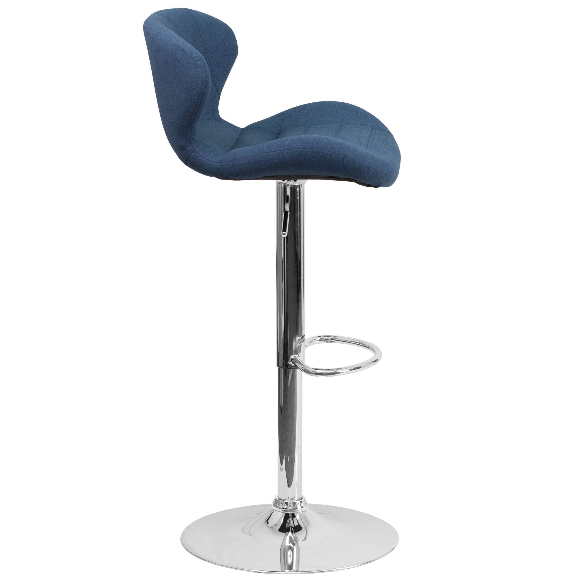 Flash Furniture Contemporary Adjustable Height Barstool with Chrome Base - Blue Fabric