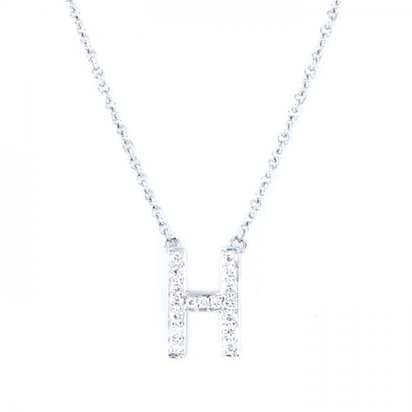 Tiffany & Co. Elsa Peretti Initial Necklace Platinum Diamond