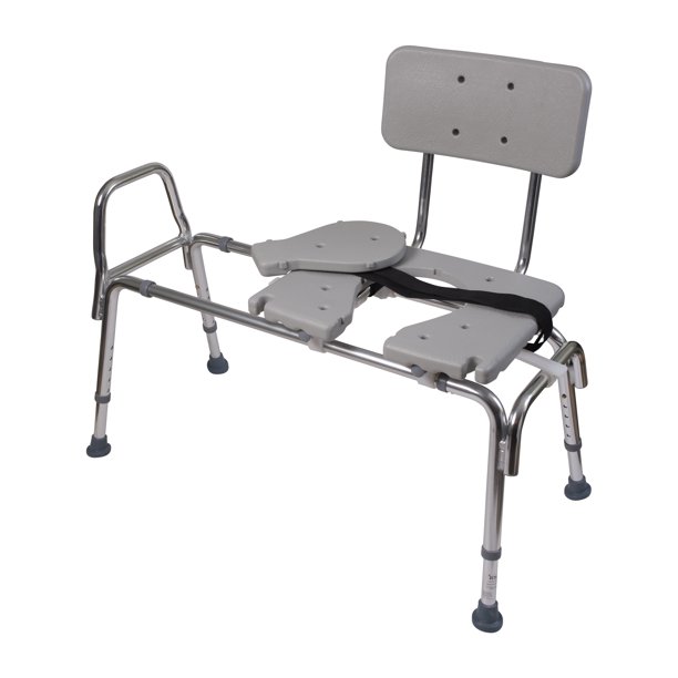 DMI Tub Transfer Bench and Sliding Shower Chair, Heavy Duty Non Slip Aluminum Body and Seat