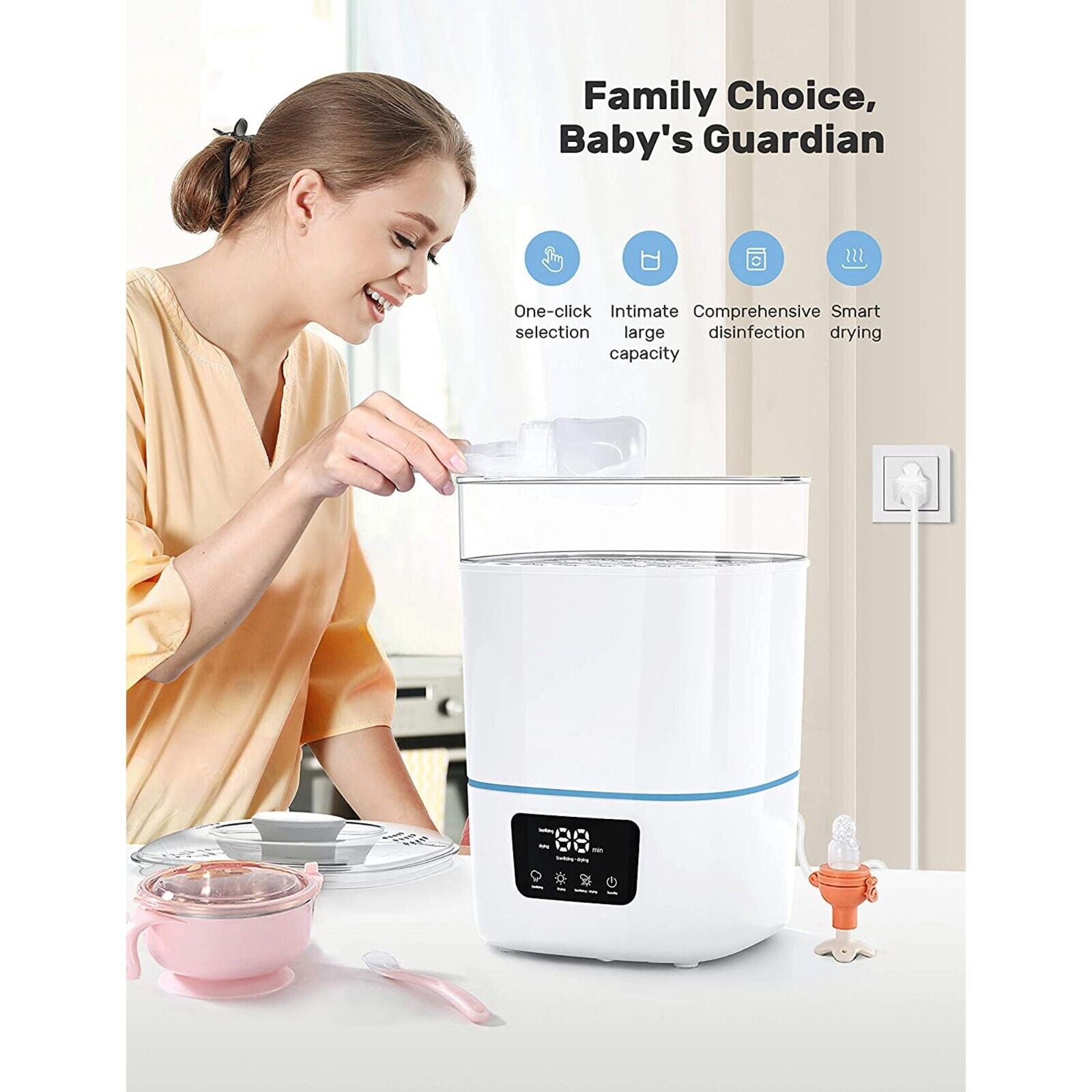 2026 Luxury 3-In-1 Baby Bottle Steam Sterilizer And Dryer With LCD Screen