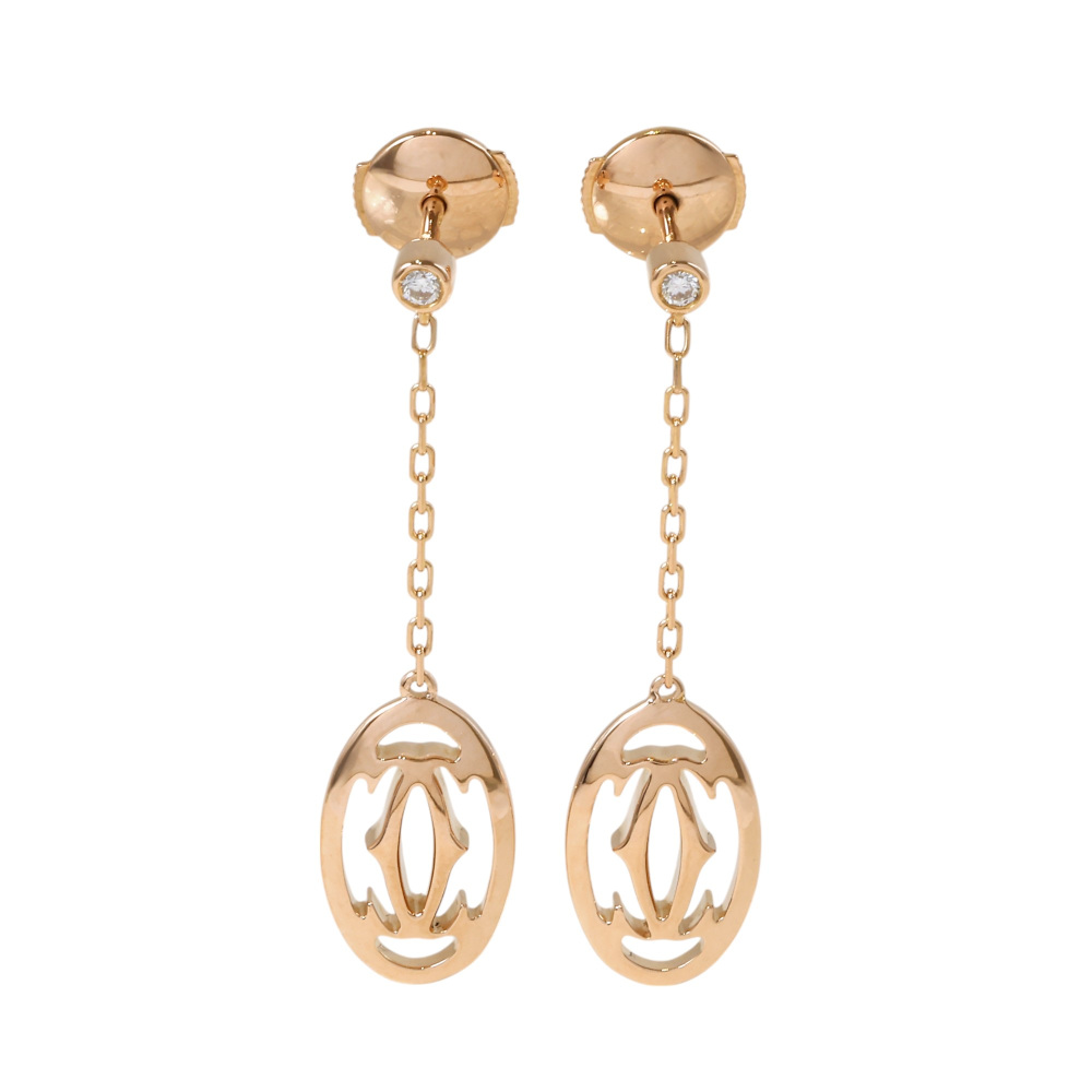 Cartier Double C Logo Earrings 18K Rose Gold B8043600