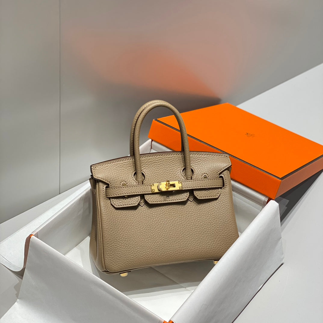 Hermes Birkin 20Cm Gris Tourterelle Togo Leather Gold Hardware