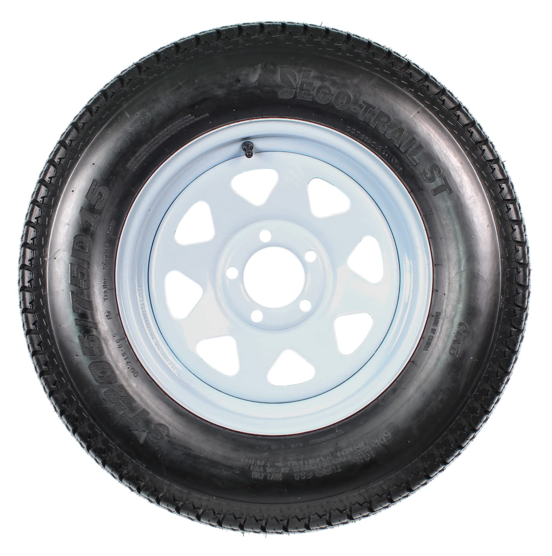 2-Pk Trailer Tire Rim ST205/75D15 15 in. Load C 5 Lug White Spoke Wheel