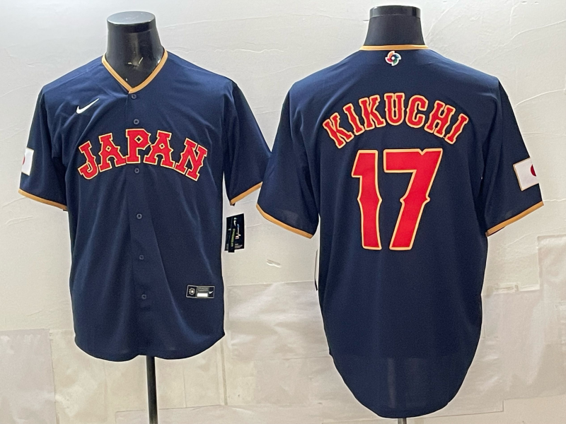 Men's Japan Baseball Yusei Kikuchi #17 Navy 2026 World Baseball Classic Stadium Jersey