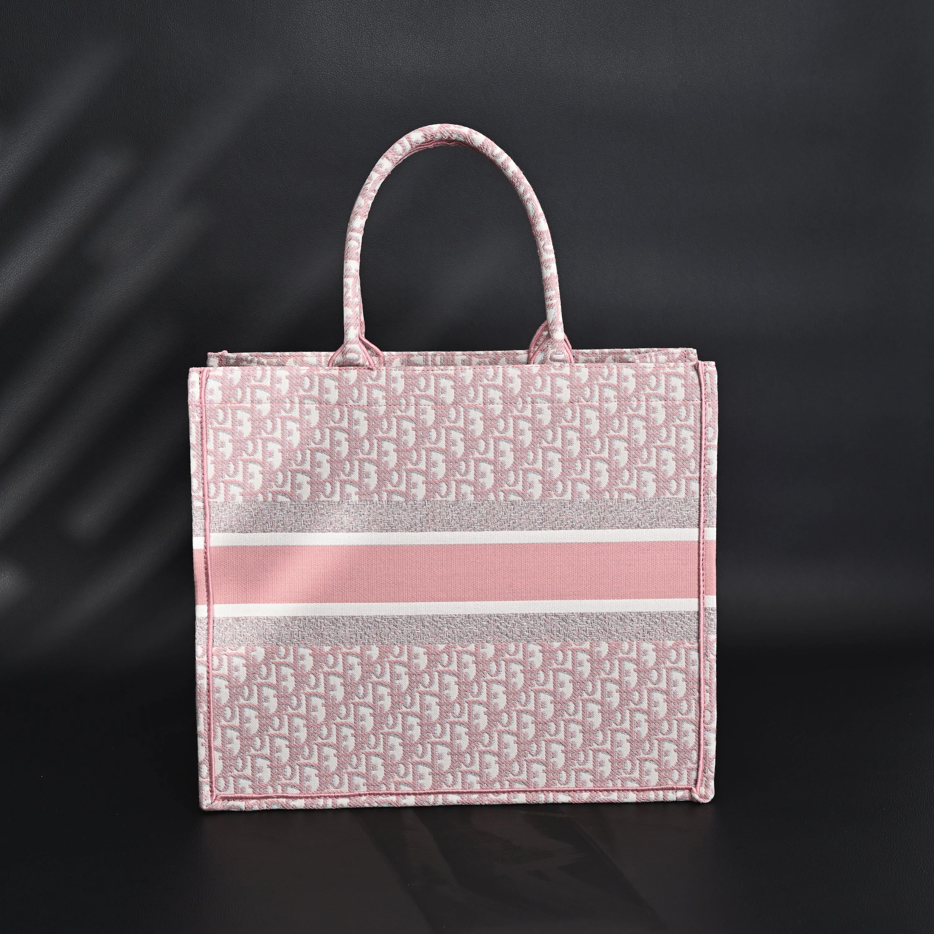 Christian Dior Large Book Tote – Pink Oblique Embroidery