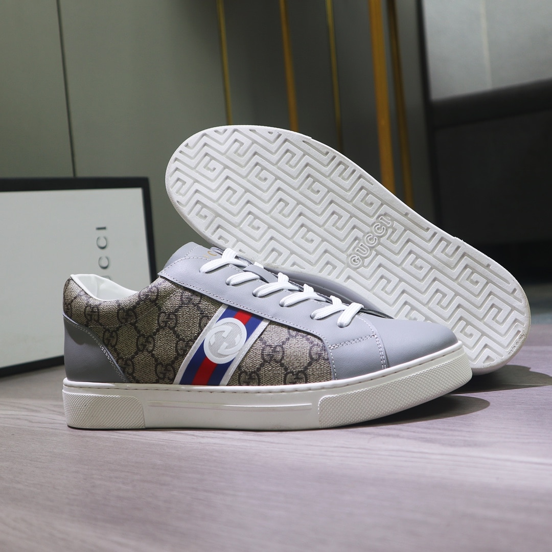 Gucci Gg Supreme Sneaker Beige Gg Blue And Orange Web