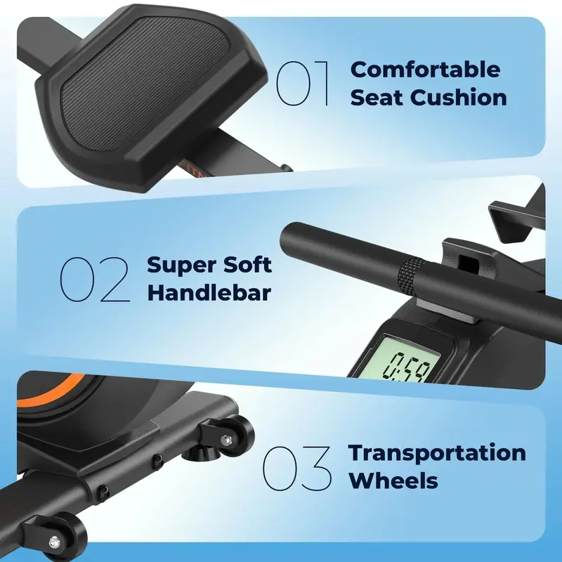 YOSUDA Magnetic Resistance Rowing Machine – 350 LB Capacity Home Fitness Ergometer