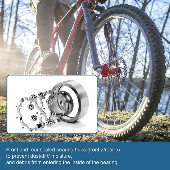 Bicycle Wheelset, Bicycle Wheel Front & Rear Set 26″ Double Layer Alloy Rim Sealed Bearing, QR ​7-11 Speed Cassette Hub Disc Brake