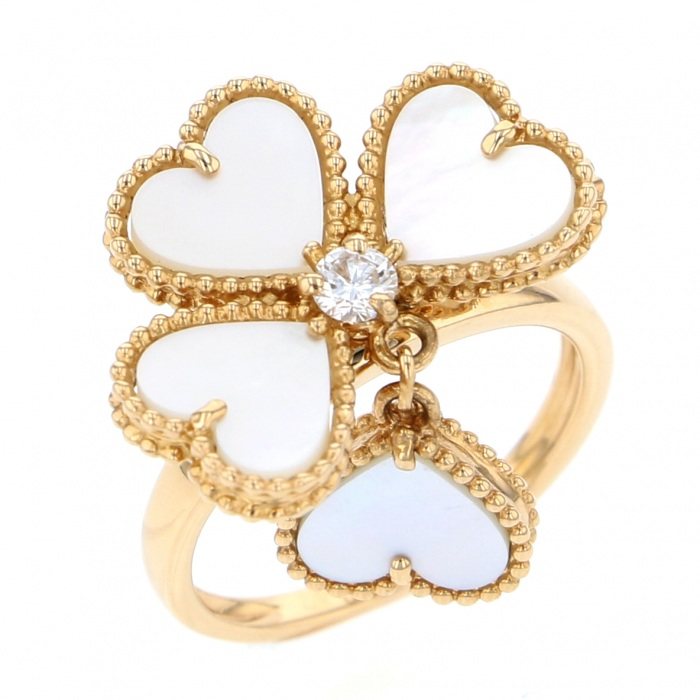 Van Cleef & Arpels Sweet Alhambra F-yage Ring 18K Yellow Gold Diamond