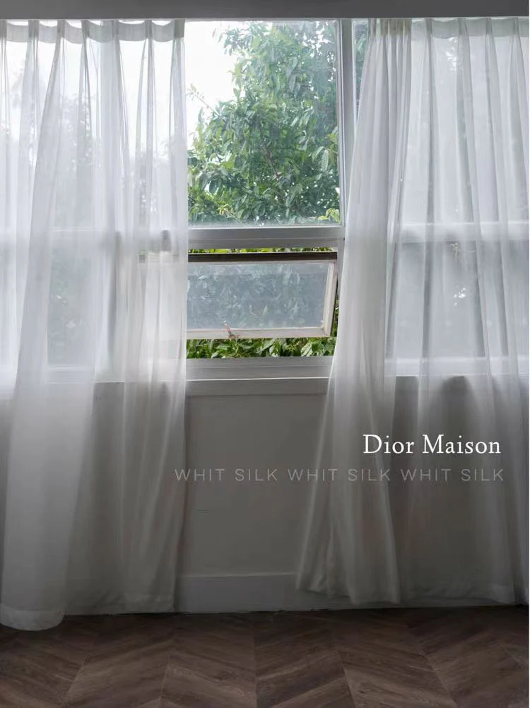 FS001 - DiorMaison Embroidered Silk Little Bee Soft Light Sheer Curtains Anti-Mosquito Translucent Living Room Bedroom Floor-to-Ceiling Curtains